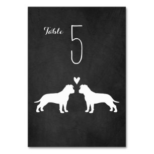 American Staffordshire Terrier Silhouetten Wedding Tischnummer