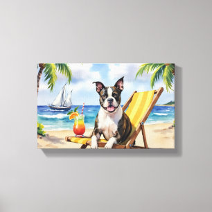 American Staffordshire Terrier Strand Szene Leinwanddruck
