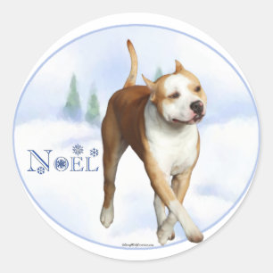 American Staffordshire Terrier Weihnachten Runder Aufkleber