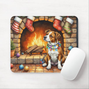 American Staffordshire Terrier Weihnachtsbeleuchtu Mousepad