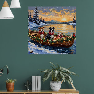 American Staffordshire Terrier Weihnachtsboot Poster