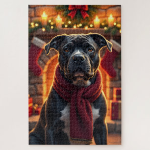 American Staffordshire Terrier Weihnachtskunst Puzzle