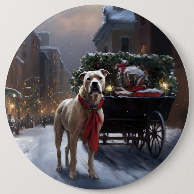 American Staffordshire Weihnachtsfeiertage Button (Vorderseite)