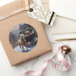 American Staffordshire Weihnachtsfeiertage Runder Aufkleber