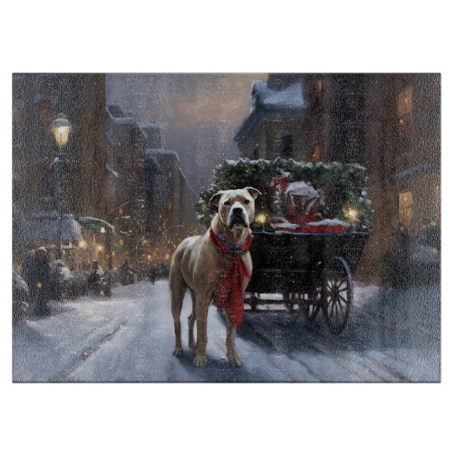 American Staffordshire Weihnachtsfeiertage Schneidebrett (Vorderseite)