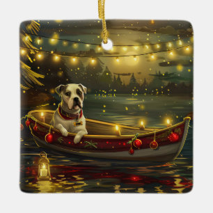 American Staffordshire Weihnachtsfestreise Keramikornament