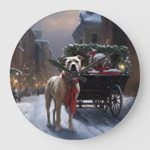 American Staffordshire Weihnachtsfestzeit Große Wanduhr