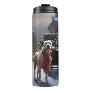 American Staffordshire Weihnachtsfestzeit Thermosbecher