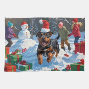 American Staffordshire Weihnachtsschnee Geschirrtuch