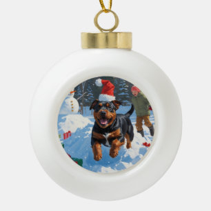 American Staffordshire Weihnachtsschnee Keramik Kugel-Ornament