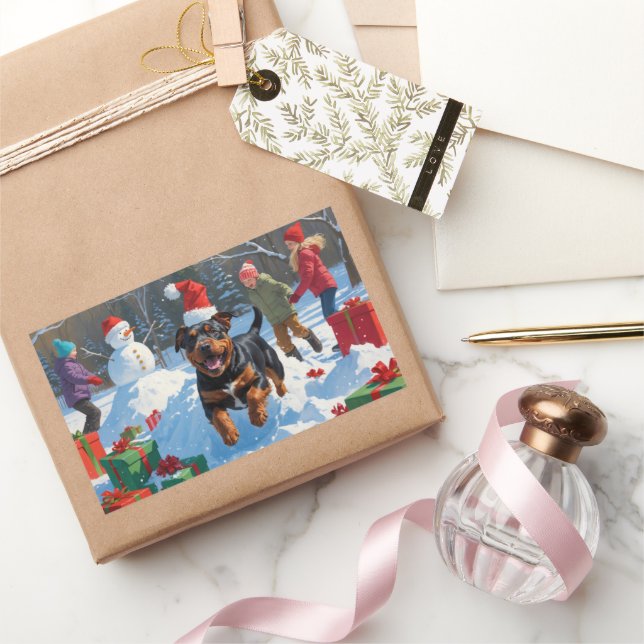 American Staffordshire Weihnachtsschnee Rechteckiger Aufkleber (Schenken)