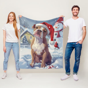 American Staffordshire Winter Wunderland Weihnacht Fleecedecke