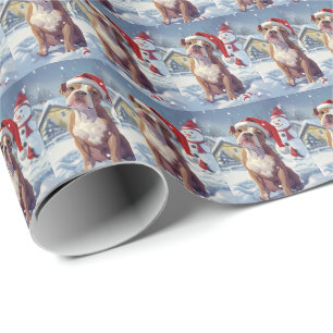 American Staffordshire Winter Wunderland Weihnacht Geschenkpapier