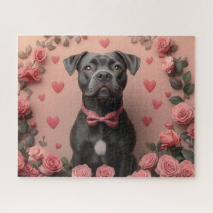American Staffordshire with Rose - Valentinstag Puzzle