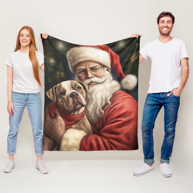 American Staffordshire with Santa Claus Christmas Fleecedecke (Beispiel)