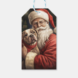 American Staffordshire with Santa Claus Christmas Geschenkanhänger