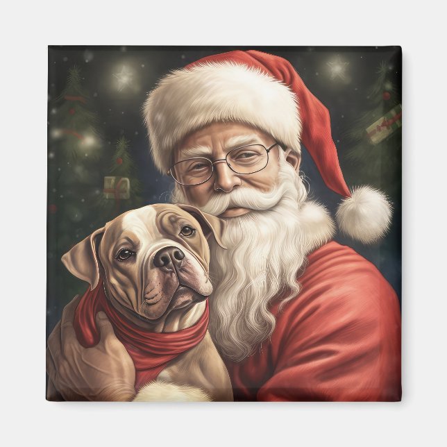 American Staffordshire with Santa Claus Christmas Magnet (Vorne)