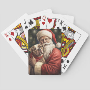 American Staffordshire with Santa Claus Christmas Spielkarten