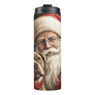 American Staffordshire with Santa Claus Christmas Thermosbecher
