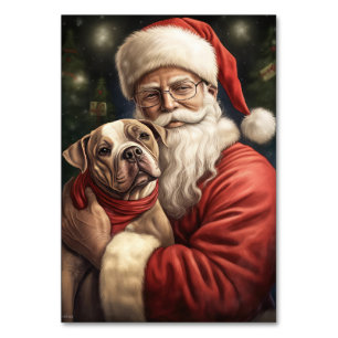 American Staffordshire with Santa Claus Christmas Tischnummer