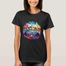 American State Map T-Shirts - Connecticut USA map