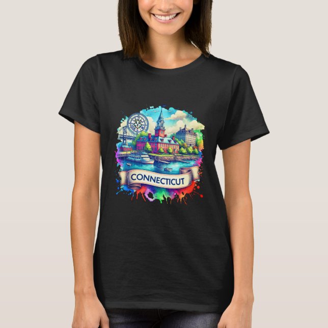 American State Map T-Shirts - Connecticut USA map (Vorderseite)