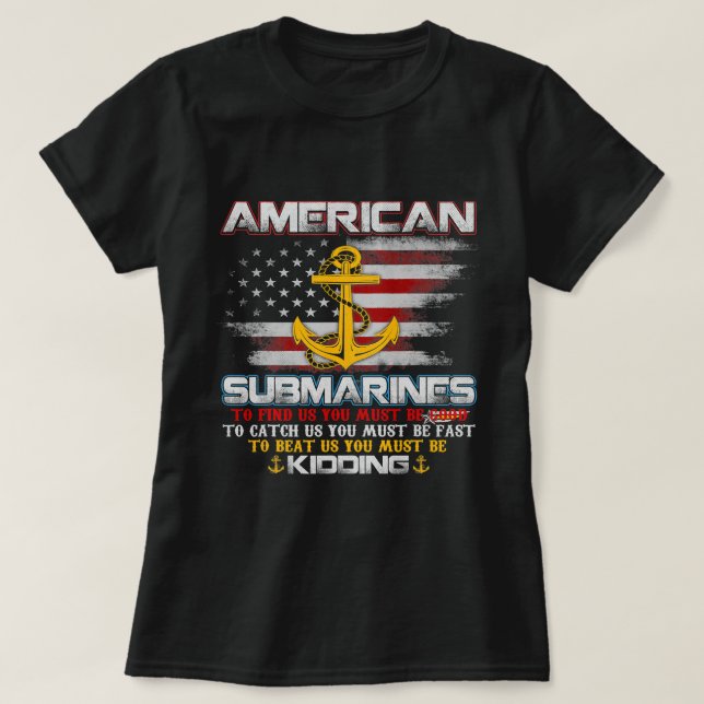 American Submarines Service Veteran Submariner Fla T-Shirt (Design vorne)