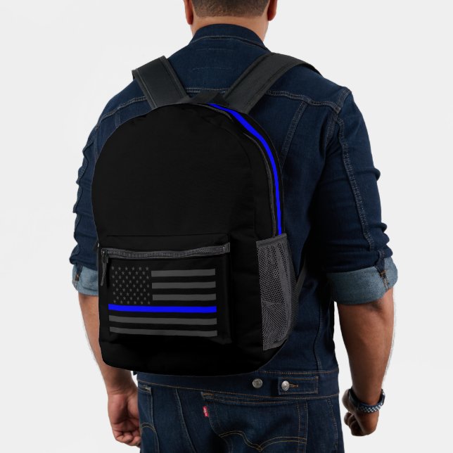 American Thin Blue Line Symbolic auf einer Bedruckter Rucksack (Insitu (Modell))
