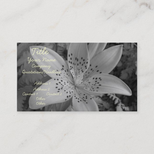 American Tiger Lily Visitenkarte (Vorderseite)