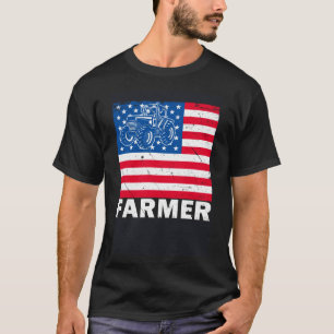 American Tractor Bauer Patriotic Farm USA Flag Li T-Shirt
