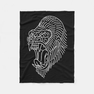 American Traditional Gorilla Head Kontur Tattoo Fleecedecke