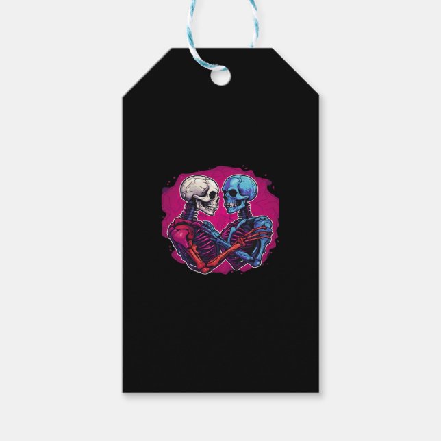 American Traditional Skeleton Holding Hands Tattoo Geschenkanhänger (Vorderseite)