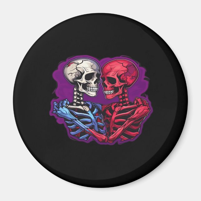 American Traditional Skeleton Holding Hands Tattoo Magnet (Vorne)