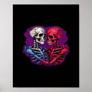 American Traditional Skeleton Holding Hands Tattoo Poster