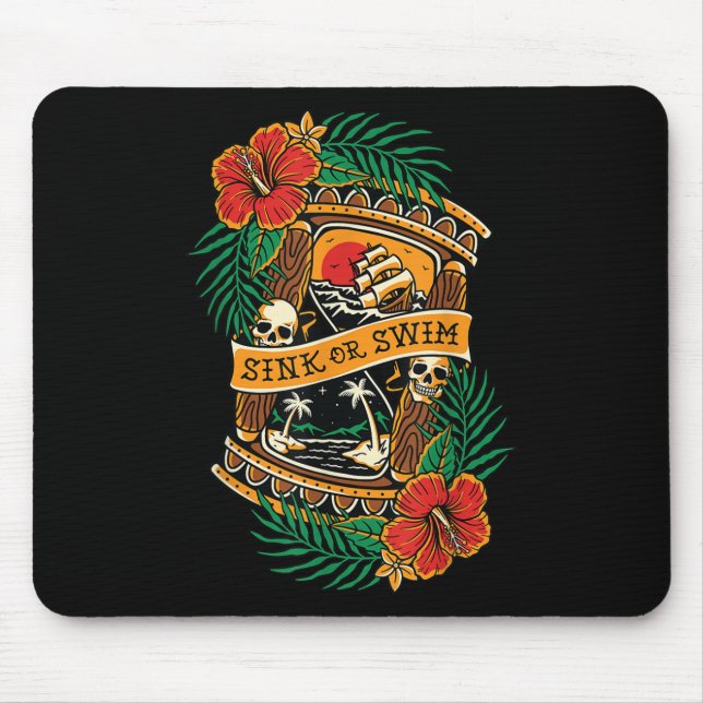 American Traditional Tattoo Old School Flash Skull Mousepad (Vorne)