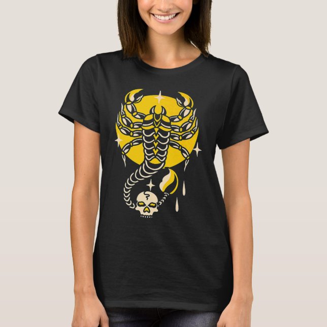 American Traditional Tattoo Scorpion Old School Fl T-Shirt (Vorderseite)