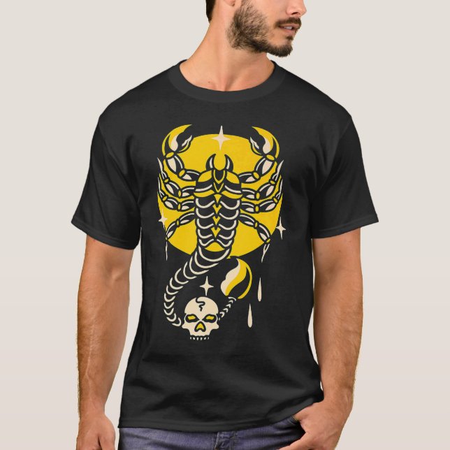 American Traditional Tattoo Scorpion Old School Fl T-Shirt (Vorderseite)