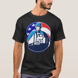 American Truck Driver Wear Mask USA Flag Weibchen T-Shirt