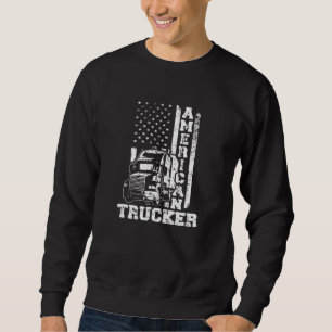 American Trucker American Flag US Patriotic Big Ri Sweatshirt