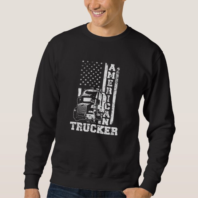 American Trucker American Flag US Patriotic Big Ri Sweatshirt (Vorderseite)