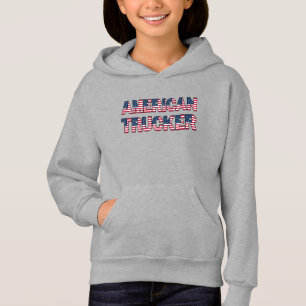 American Trucker Letters Flag Patriotic Road Hoodie