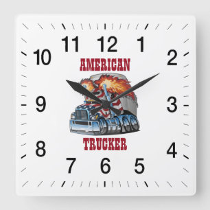 American Trucker Quadratische Wanduhr