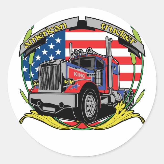 American Trucker Runder Aufkleber (Vorderseite)