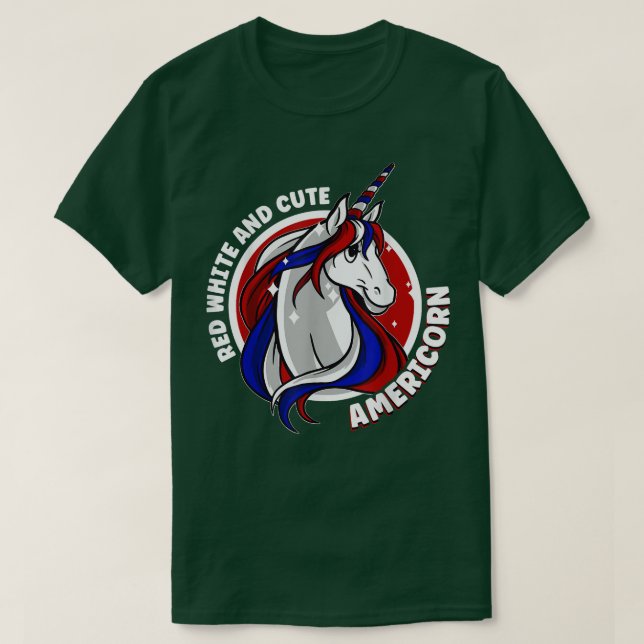 American Unicorn 4. Juli Rot Weiß und Niedlich Am T-Shirt (Design vorne)