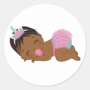 American Unicorn Baby Girl Round Sticker