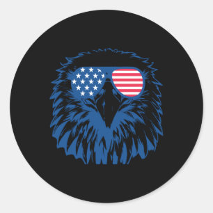 American US Flag Cooler Adler 4. Juli Patriotic fü Runder Aufkleber