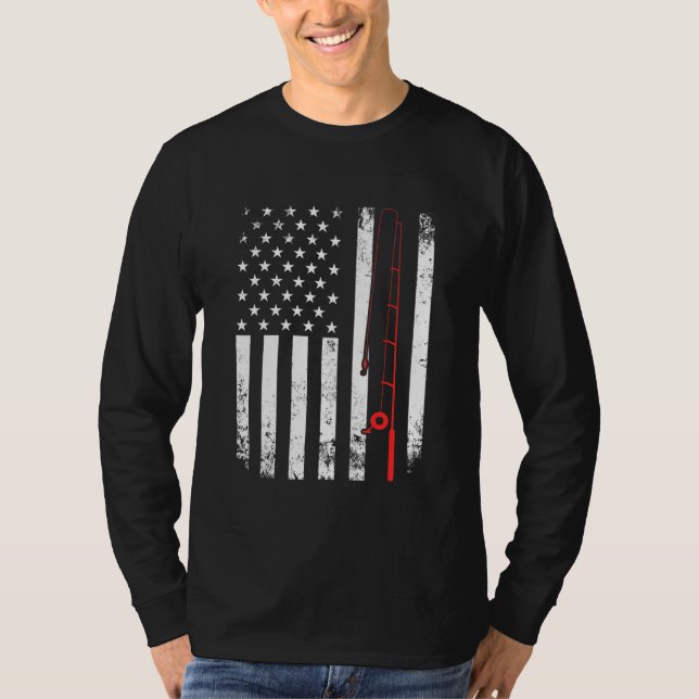 American US Flag Fishing Rod - Top-Position für Fi T-Shirt (Vorderseite)