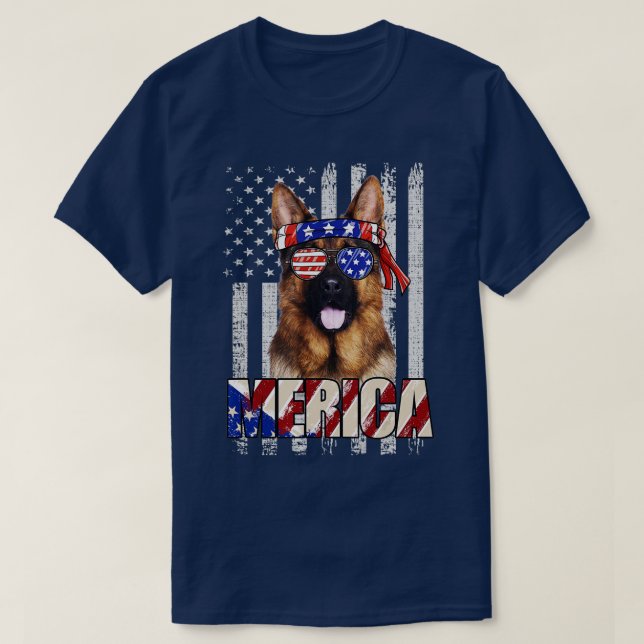 American Us Flag German Shepherd Patriotic 4. T-Shirt (Design vorne)