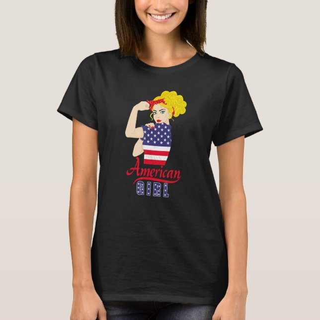 American US Flag Girl Happy Labor Day Shirt Messy  (Vorderseite)