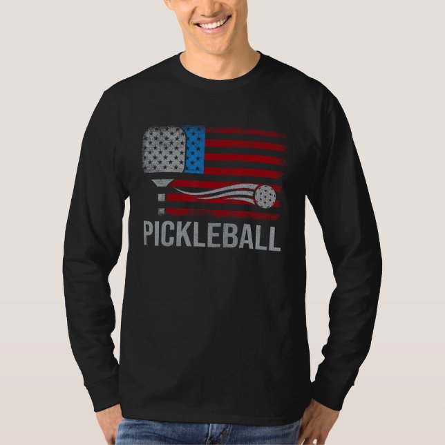 American US Flag Pickleball Player Paddleball 4th  T-Shirt (Vorderseite)
